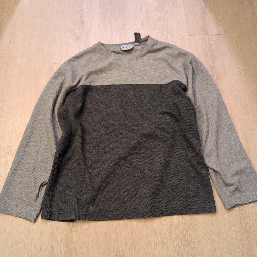 Y2K Colorblock Men's Large Sweatshirt Skater Grunge Ski Retro Vintage Fade Gray